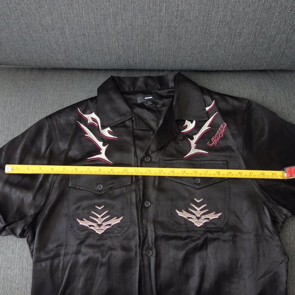 Diesel 100% Rayon-Viscose Casual Button Down Short Sleeve Black Shirt Size S - Picture 11 of 14